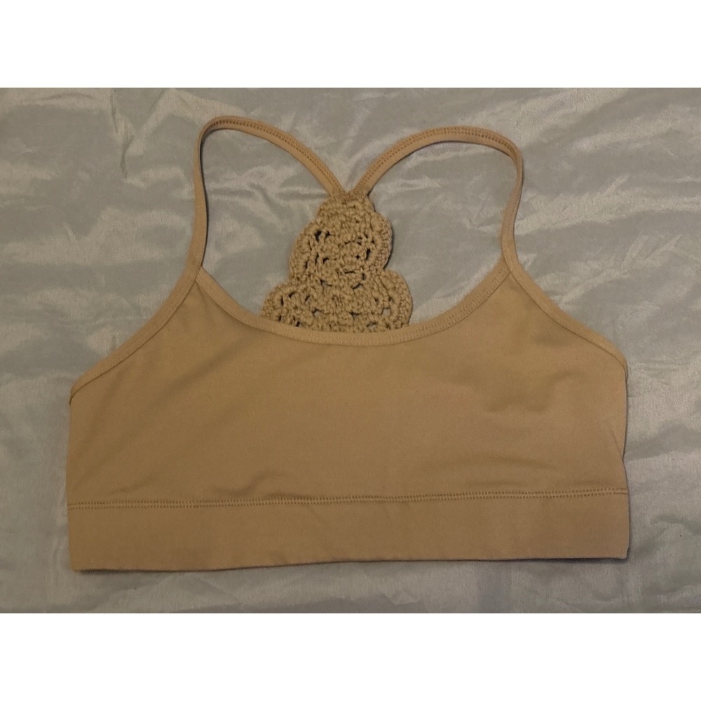 Carbon38 Brown Macrame Crochet Racerback Yoga Bra, Size XS‎